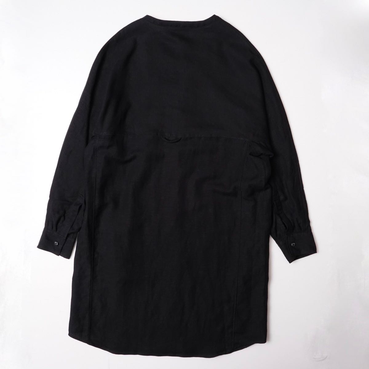 アドラーブル ブラック リネン スキッパーワンピース ADOLUVLE ORIGINAL BLACK LINEN LONG SLEEVE DRESS
