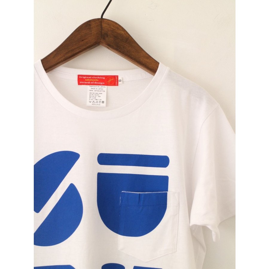 アドラーブル オリジナル ホワイト 『サーフ』ブループリント ポケット付き Tシャツ ADOLUVLE ORIGINAL WHITE 『SURF』 BLUE PRINT POCKET T-SHIRTS MADE IN JAPAN