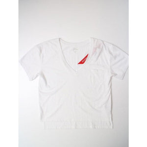 ジェークルー ホワイト Vネック ルーズフィット ポケットTシャツ J.CREW WHITE V-NECK TEE POCKET T-SHIRT LOOSE-FIT WOMEN