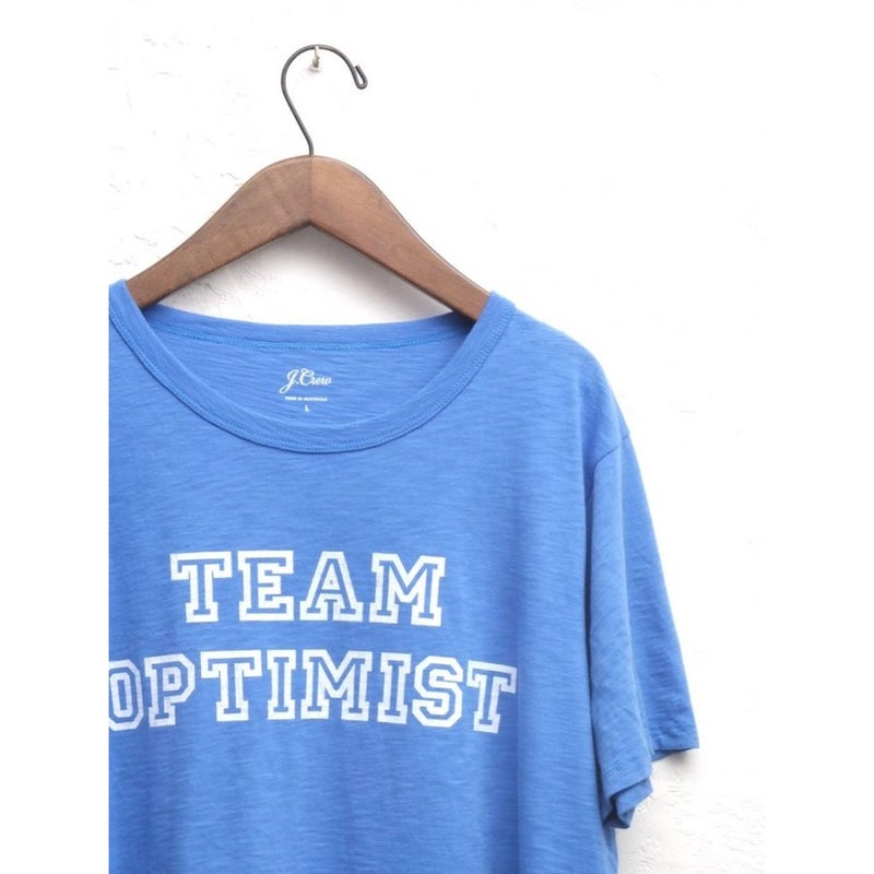 ジェイクルー ブルー 「TEAM OPTIMIST」プリントTシャツ J.CREW BLUE TEE COTTON T-SHIRTS WOMENS