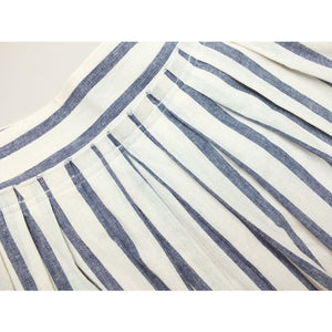 デレクラム ホワイト×ブルー ストライプ リネン×コットン スカート DEREK LAM 10 CROSBY WHITE BLUE STRIPED SKIRT WOMENS