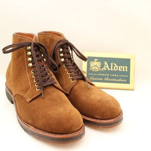 ALDEN オールデン #46054H 8.5D スナッフ ブラウン スウェード ミリタリーラスト プレーントゥブーツ リジェクト BROWN SUEDE 379X LAST REJECT