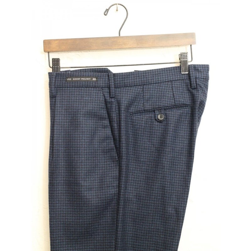 PT01 ピーティーゼロウーノ ネイビー×ブラック 千鳥格子チェック ウールパンツ NAVY BLACK HOUNDSTOOTH VIRGIN-WOOL PANTS MENS